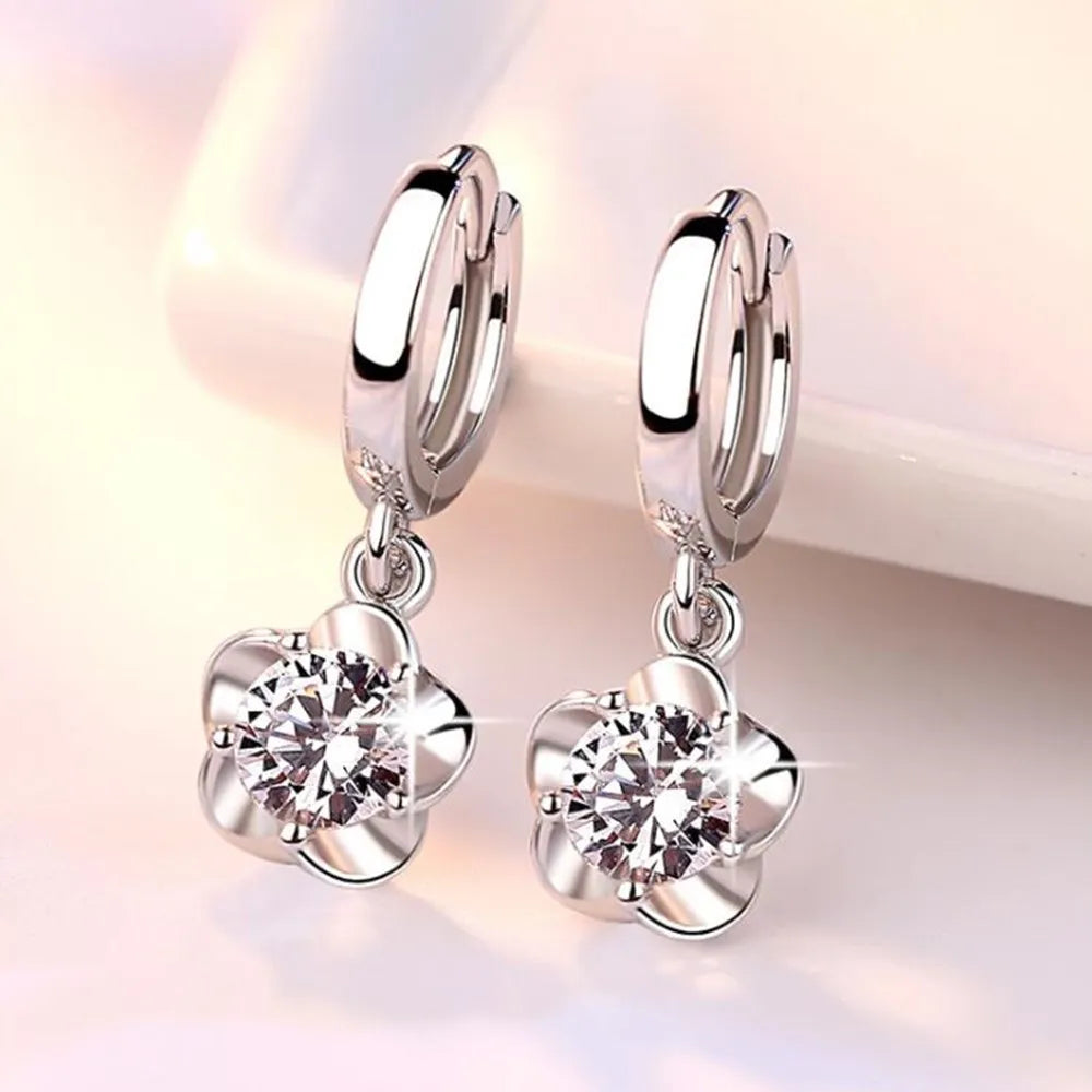 Round and White Zircon Earrings, Women's Elegant Fit