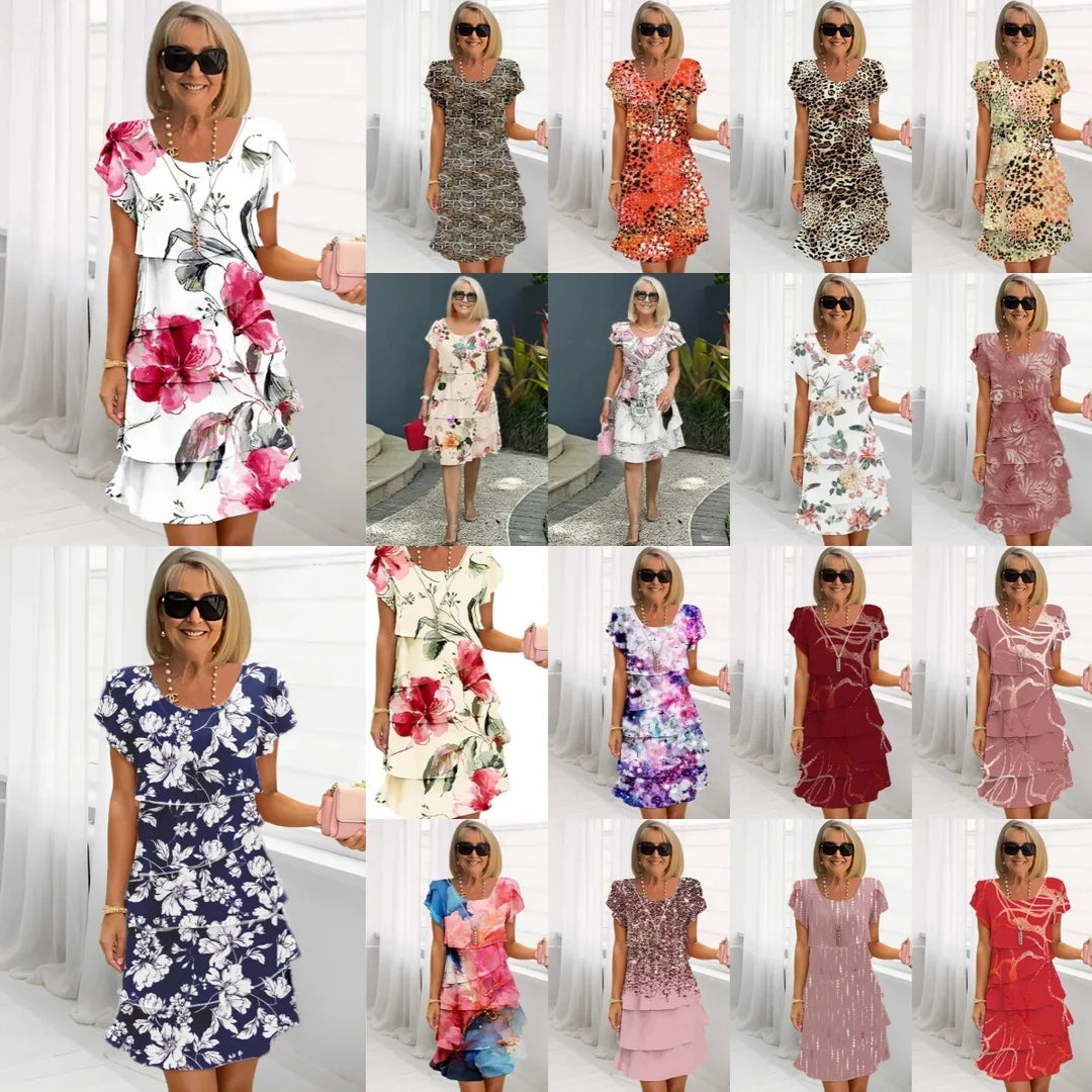 Floral Tiered Chiffon Dress for Women