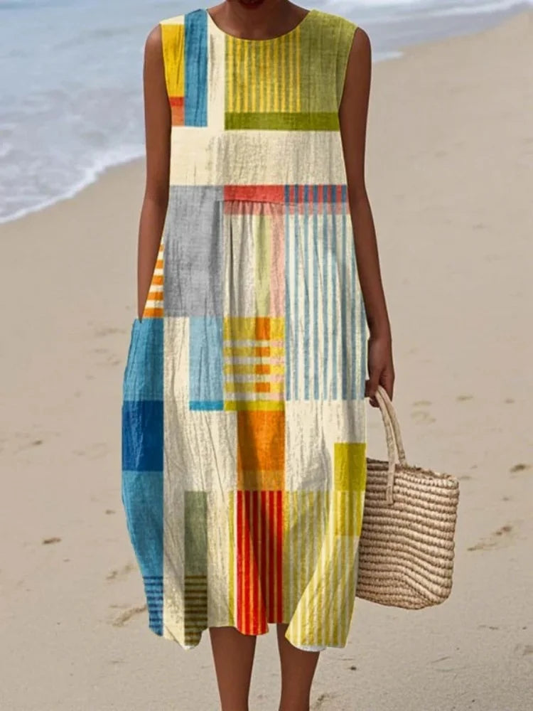 Elegant Art Midi Dress for Women, Plus Size