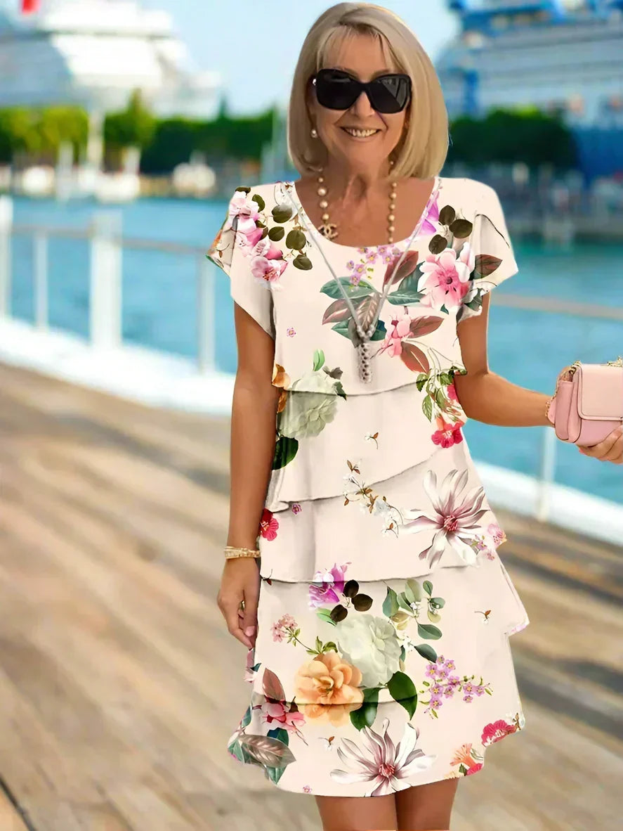 Floral Tiered Chiffon Dress for Women