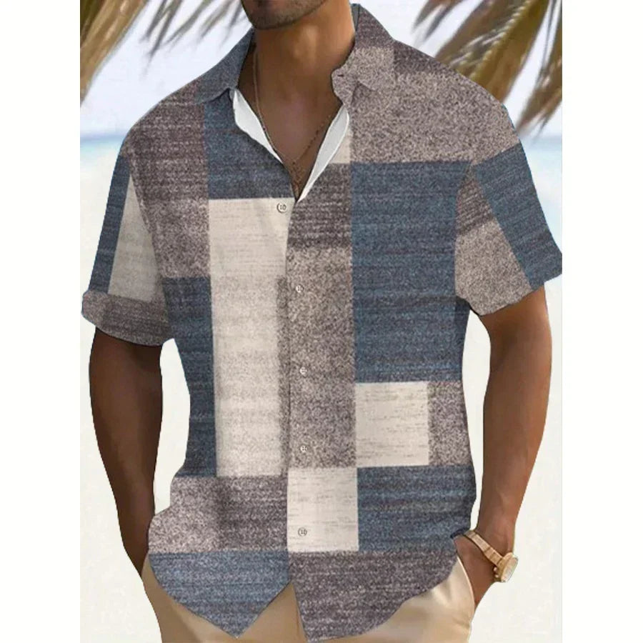 Retro Button-Down Shirt for Men, Plus Size