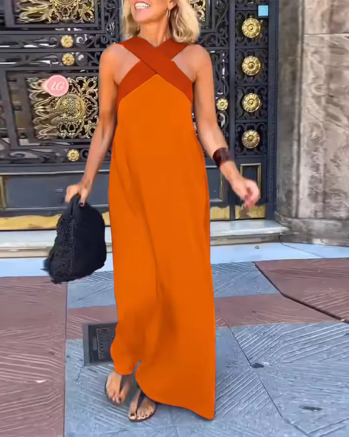 Vintage Hollow Shoulder Maxi Dress for Women