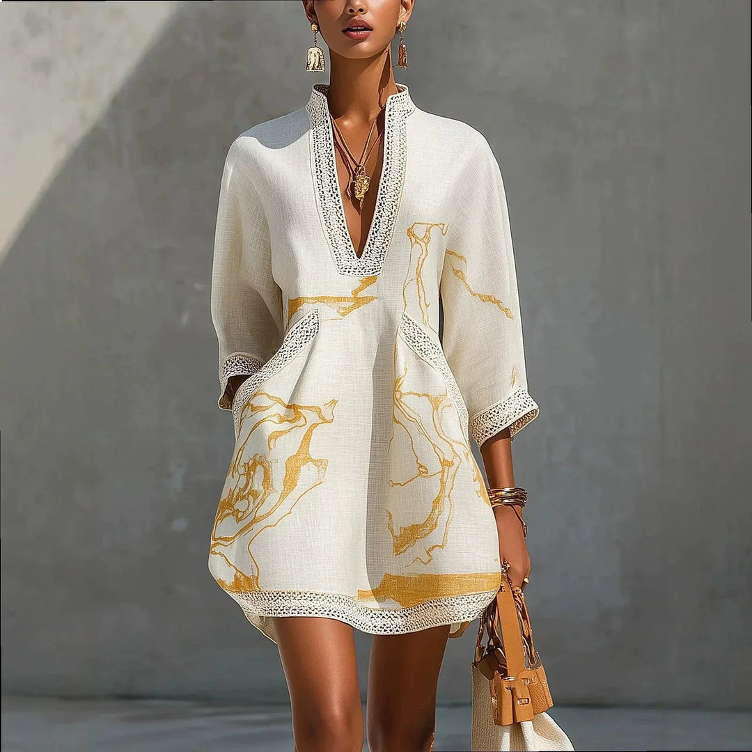 Women's Artistic V-Neck Mini Dress