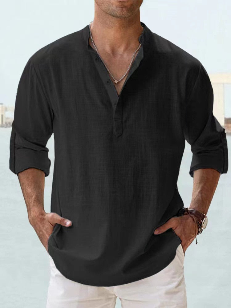 Breathable Button-Up Shirt for Men, Plus Size