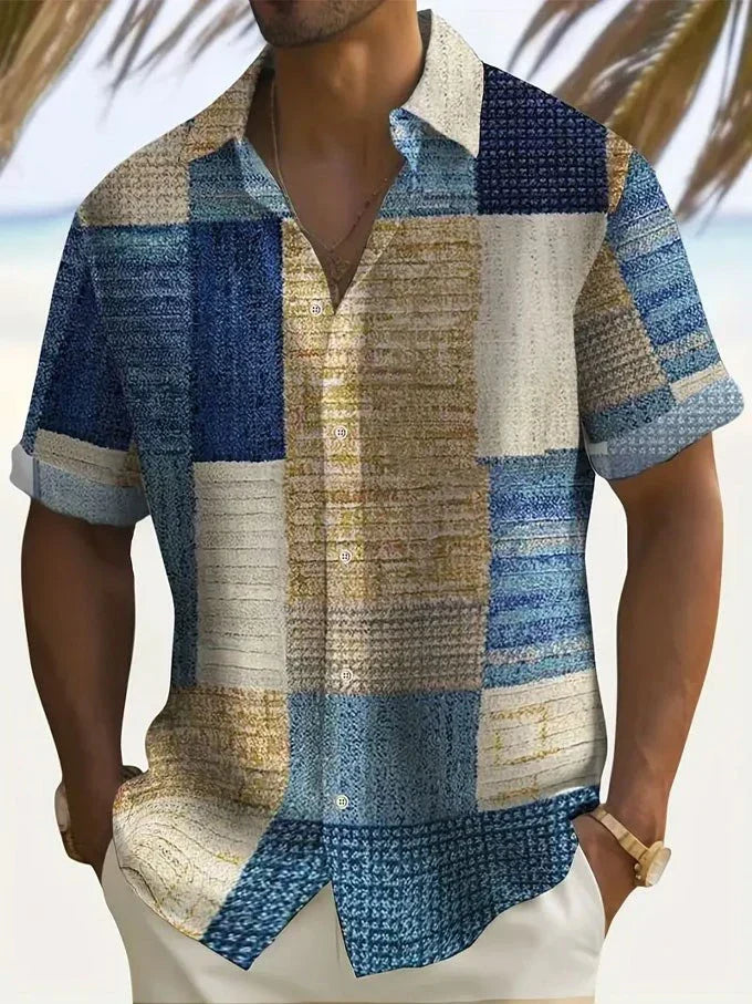Retro Button-Down Shirt for Men, Plus Size