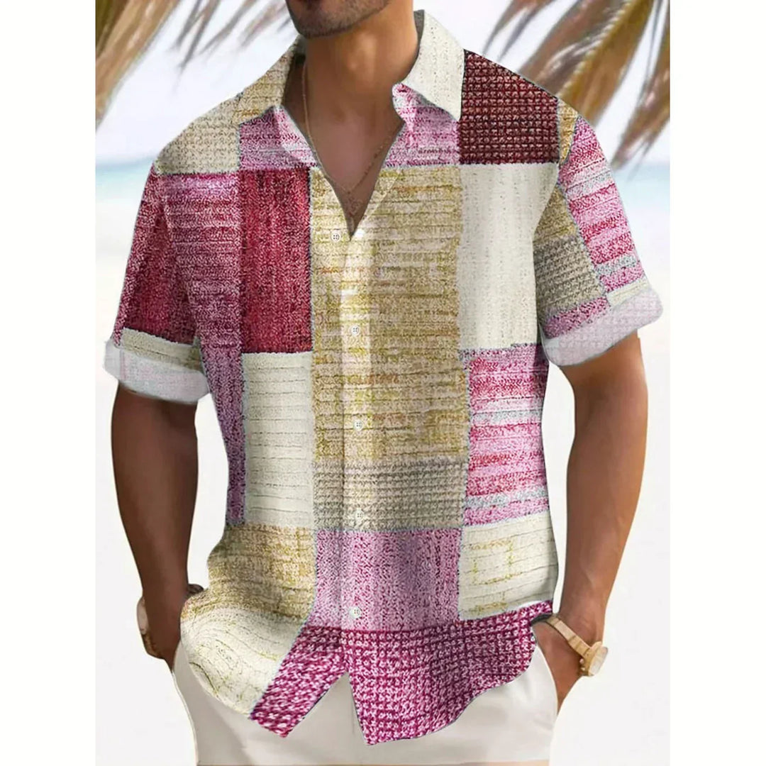 Retro Button-Down Shirt for Men, Plus Size
