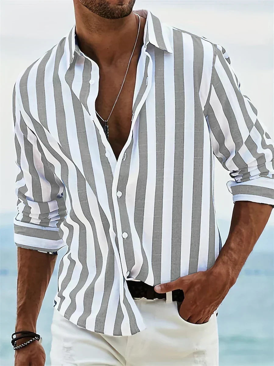 Striped Relaxed-Fit Casual Shirt for Men, Plus Size