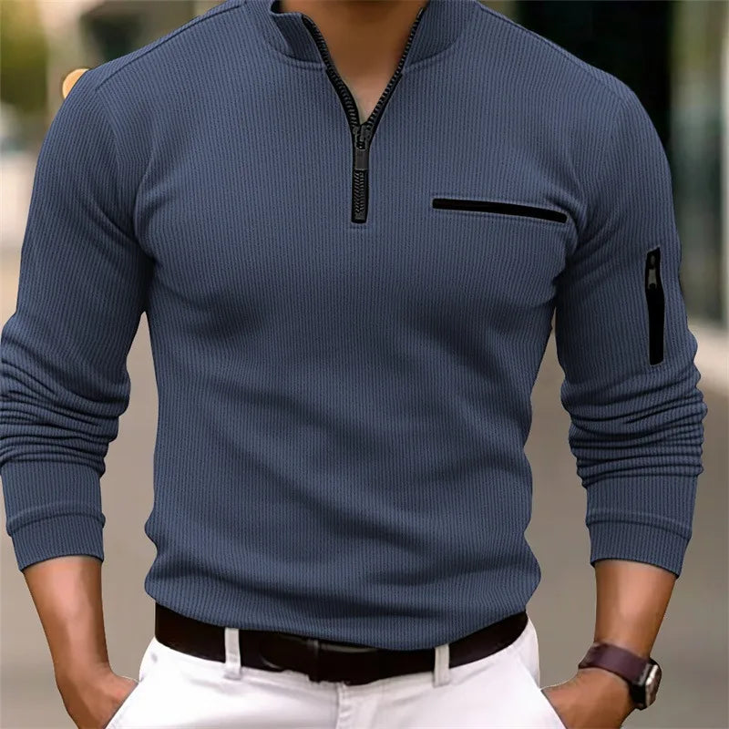 Classic Quarter Zip Sweater for Men, Plus Size
