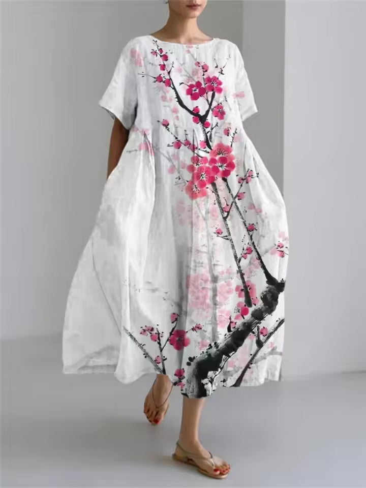 Elegant Loose Round Neck Dress for Women, Plus Size
