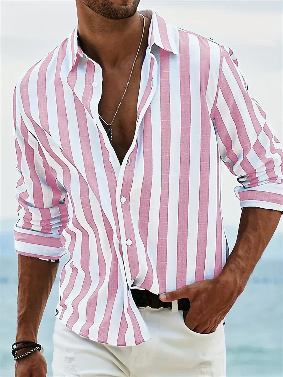 Striped Relaxed-Fit Casual Shirt for Men, Plus Size