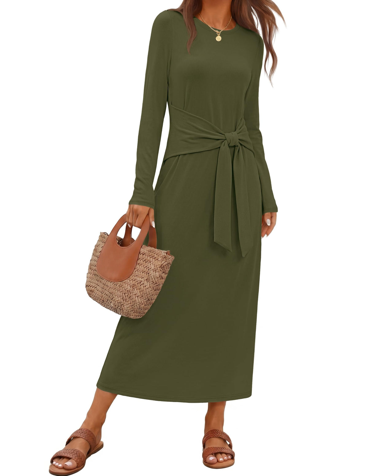 Women's Casual Long Sleeve Maxi Dress – detail