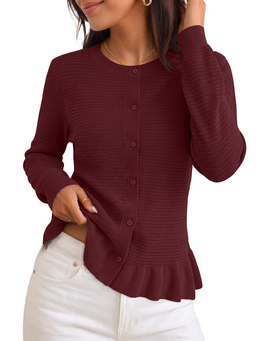 Women's Knit Ruffled Cardigan