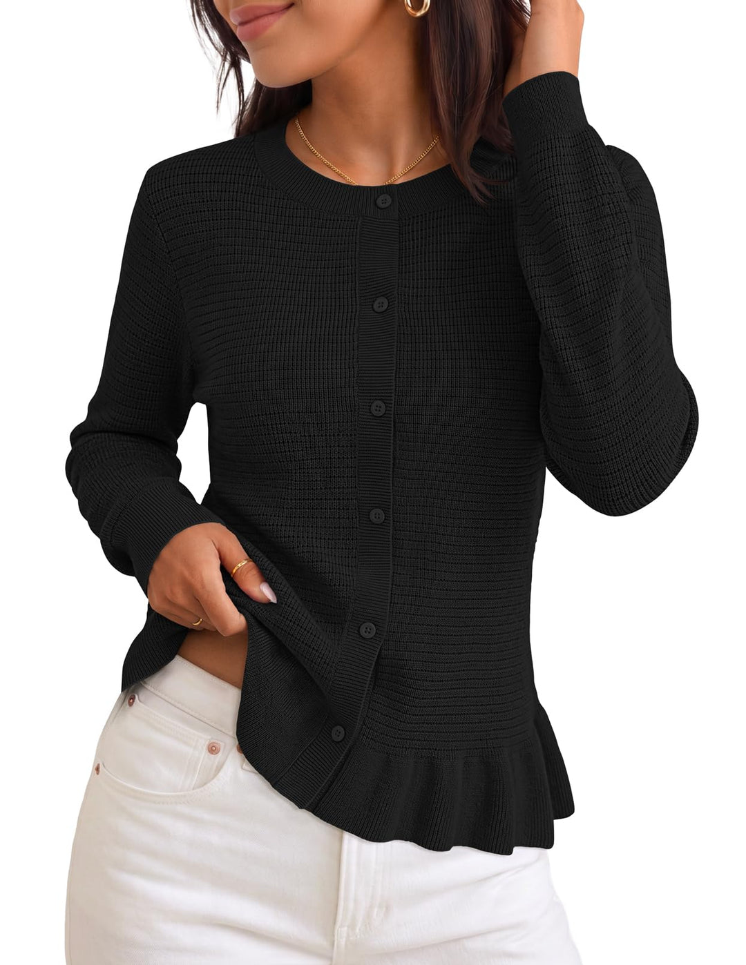 Women's Knit Ruffled Cardigan