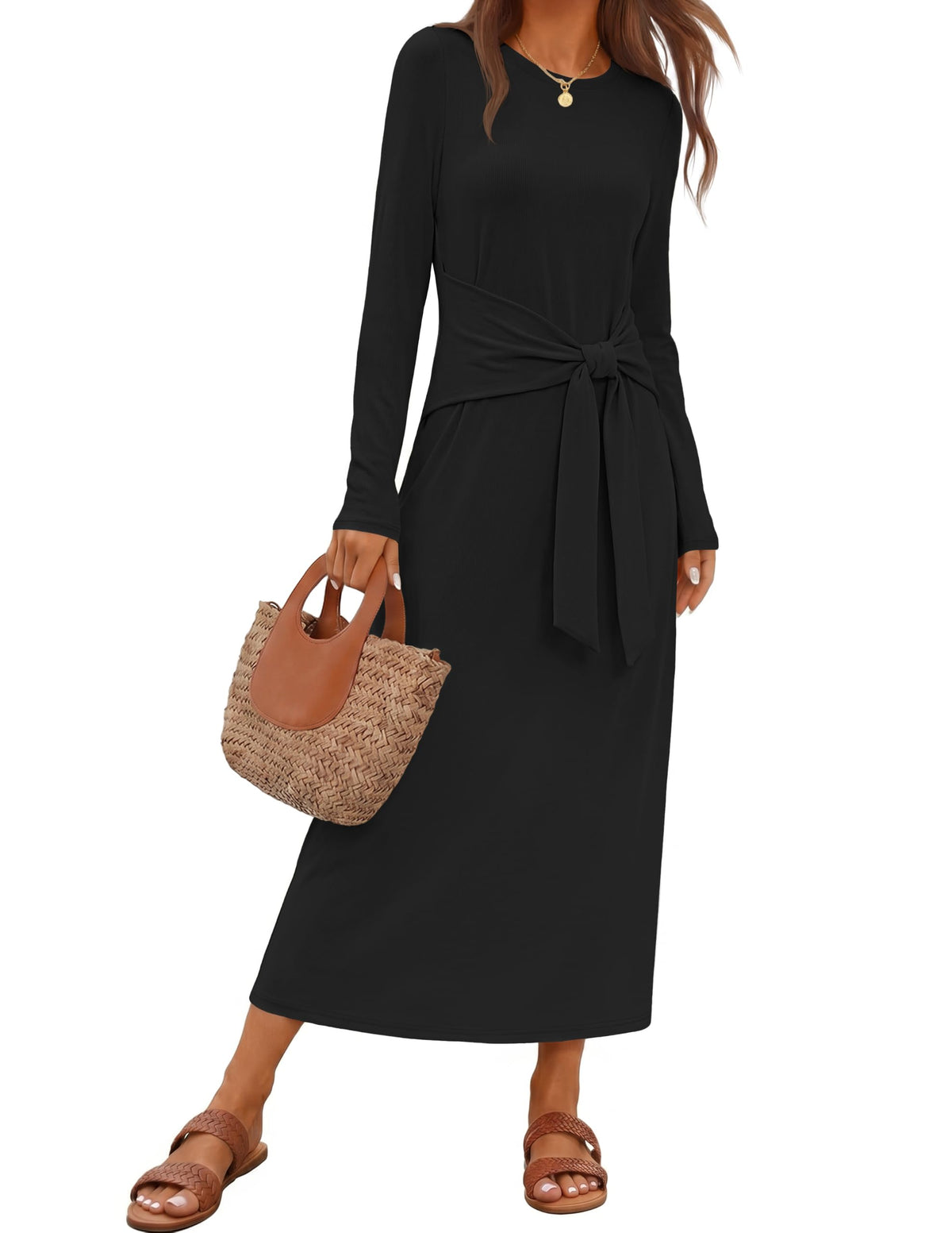 Women's Casual Long Sleeve Maxi Dress – detail