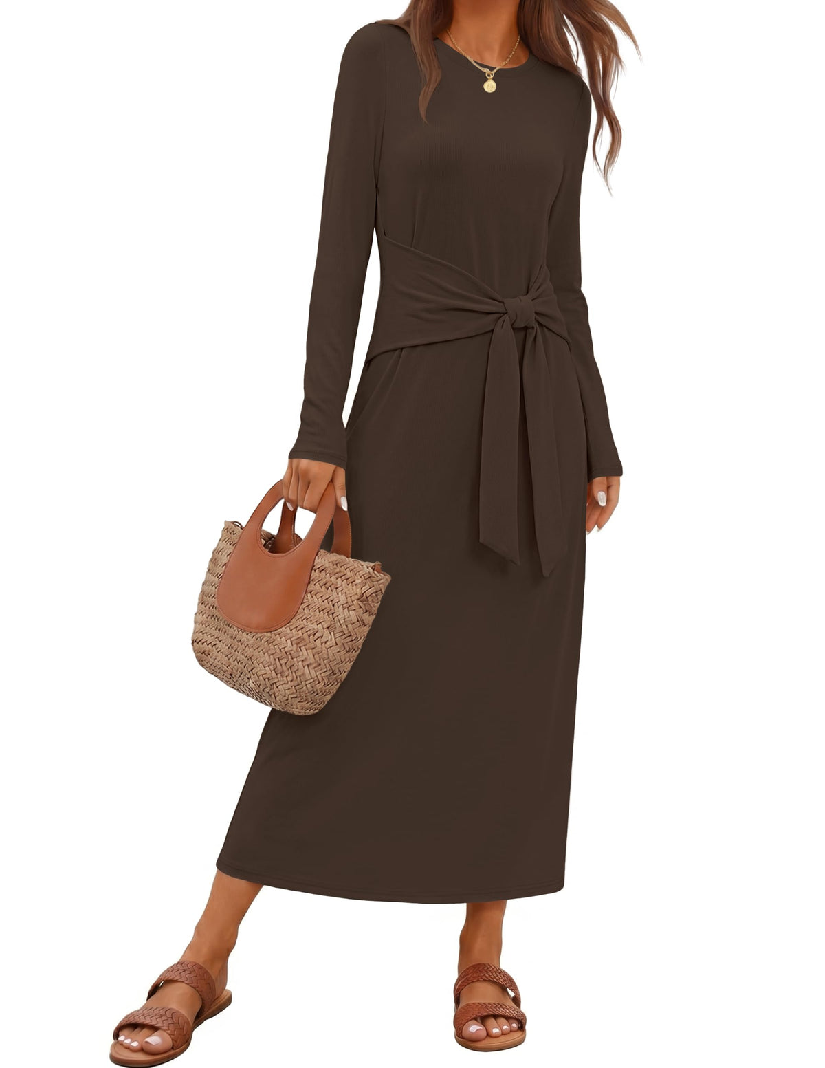 Women's Casual Long Sleeve Maxi Dress – detail