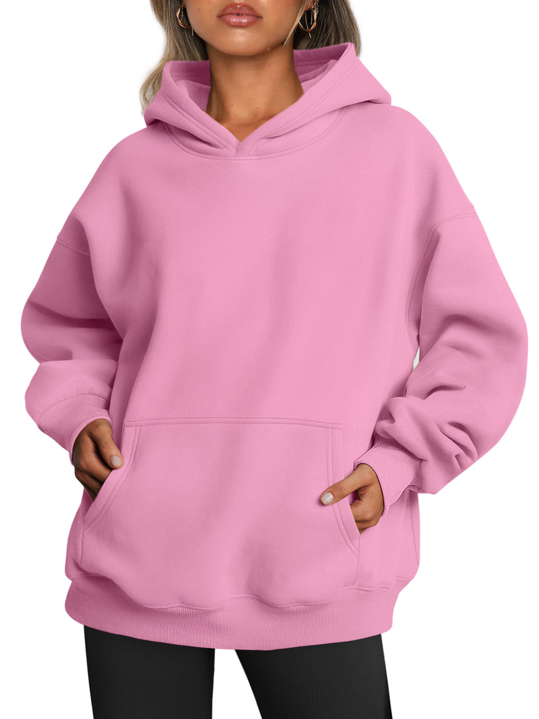 Women's Oversized Long Sleeve Fleece Hoodie with Pockets