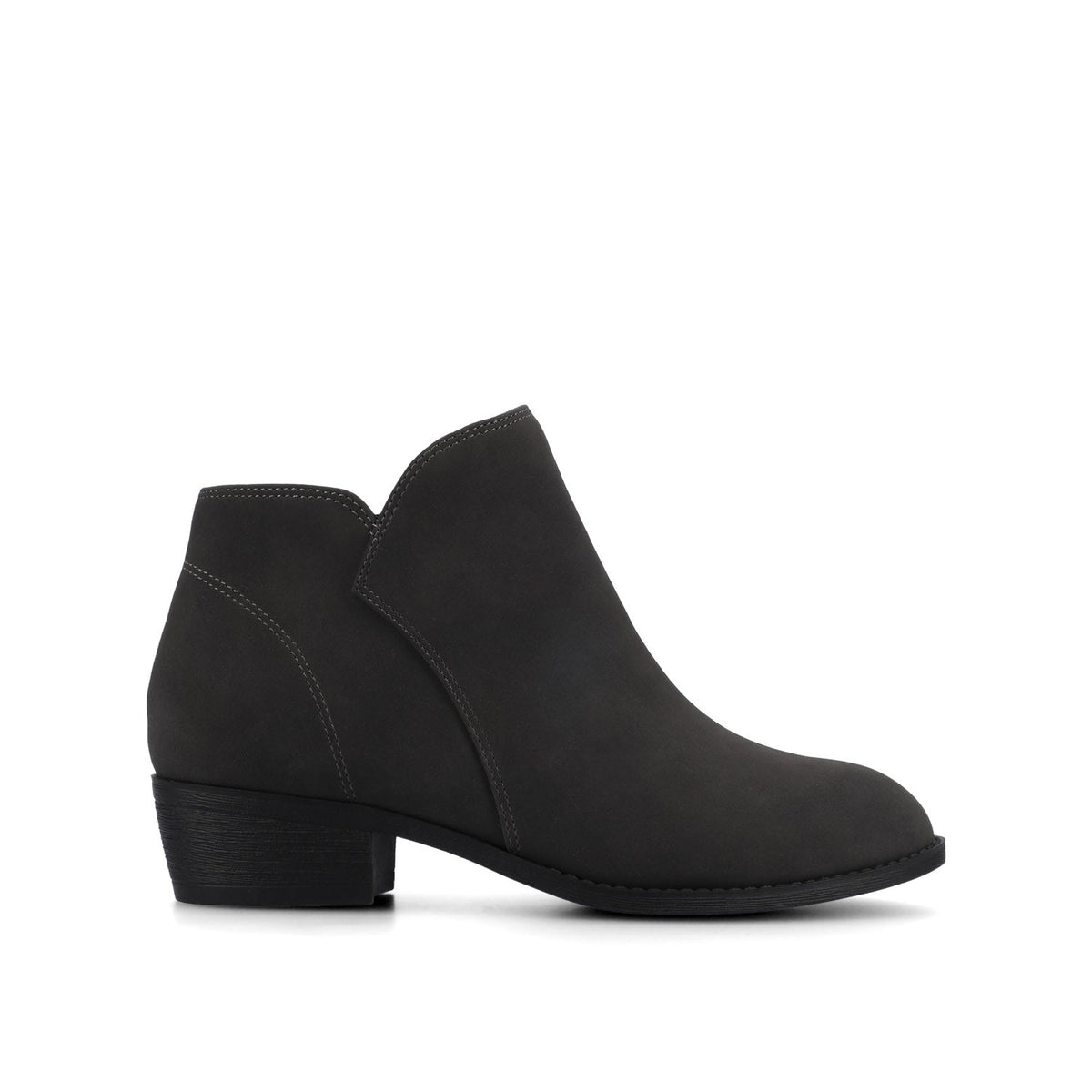 Women's Faux Leather Pull-On Ankle Boots – Gray