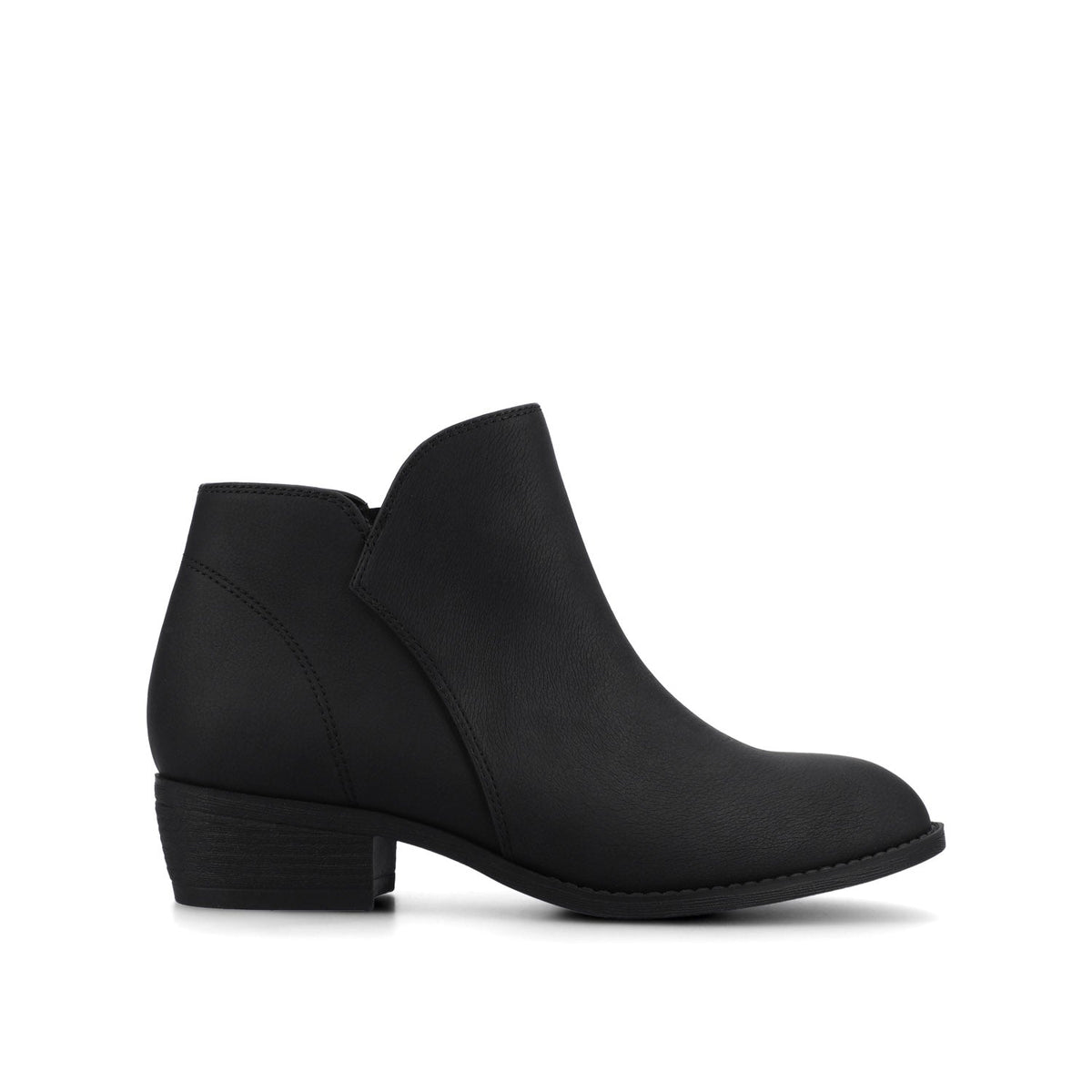 Women's Faux Leather Pull-On Ankle Boots – Black
