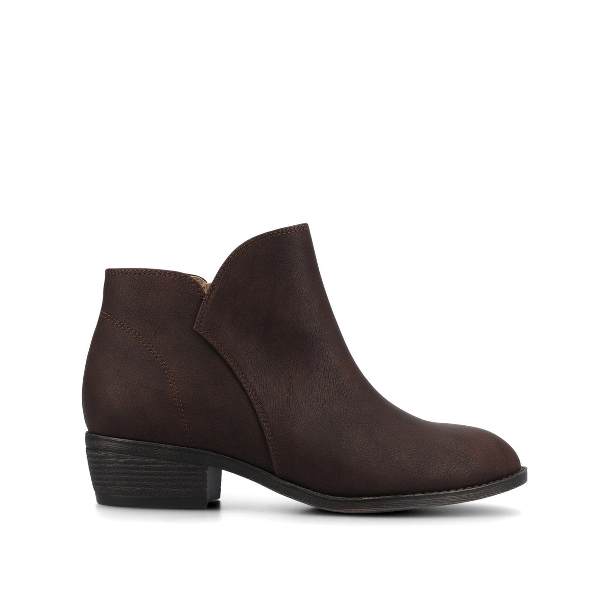 Women's Faux Leather Pull-On Ankle Boots – Chocolate