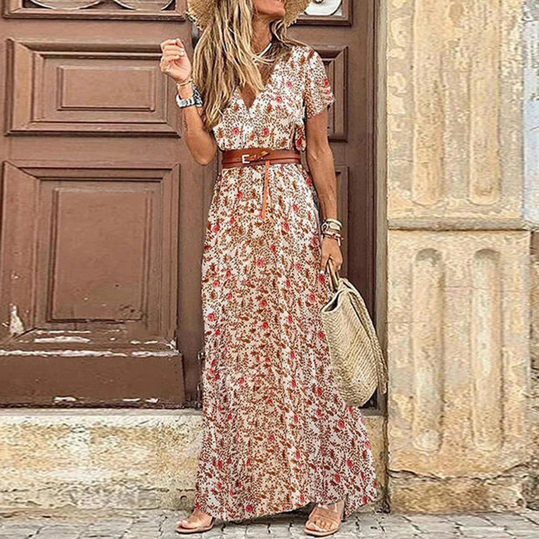 V-Neck Boho Maxi Dress for Women