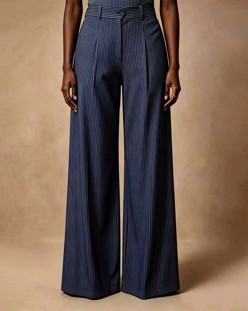 Women's Casual Wide-Leg Pleated Pants
