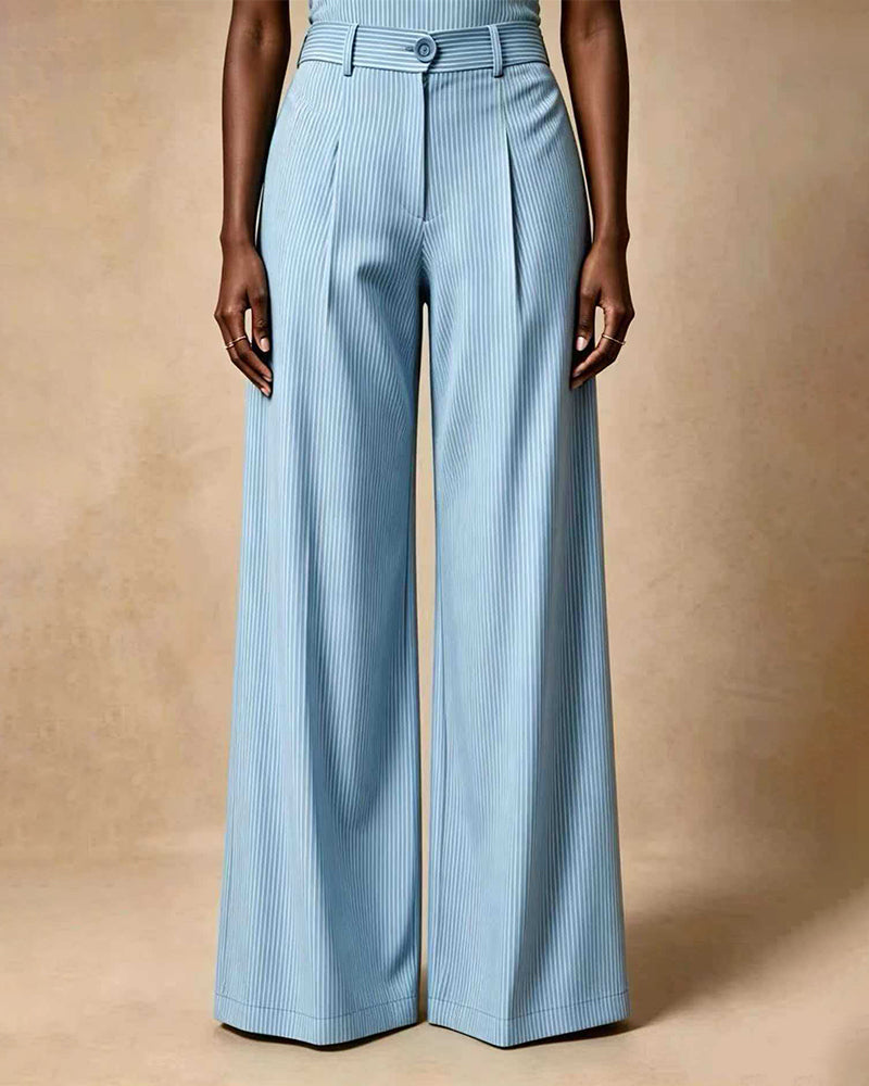 Women's Casual Wide-Leg Pleated Pants
