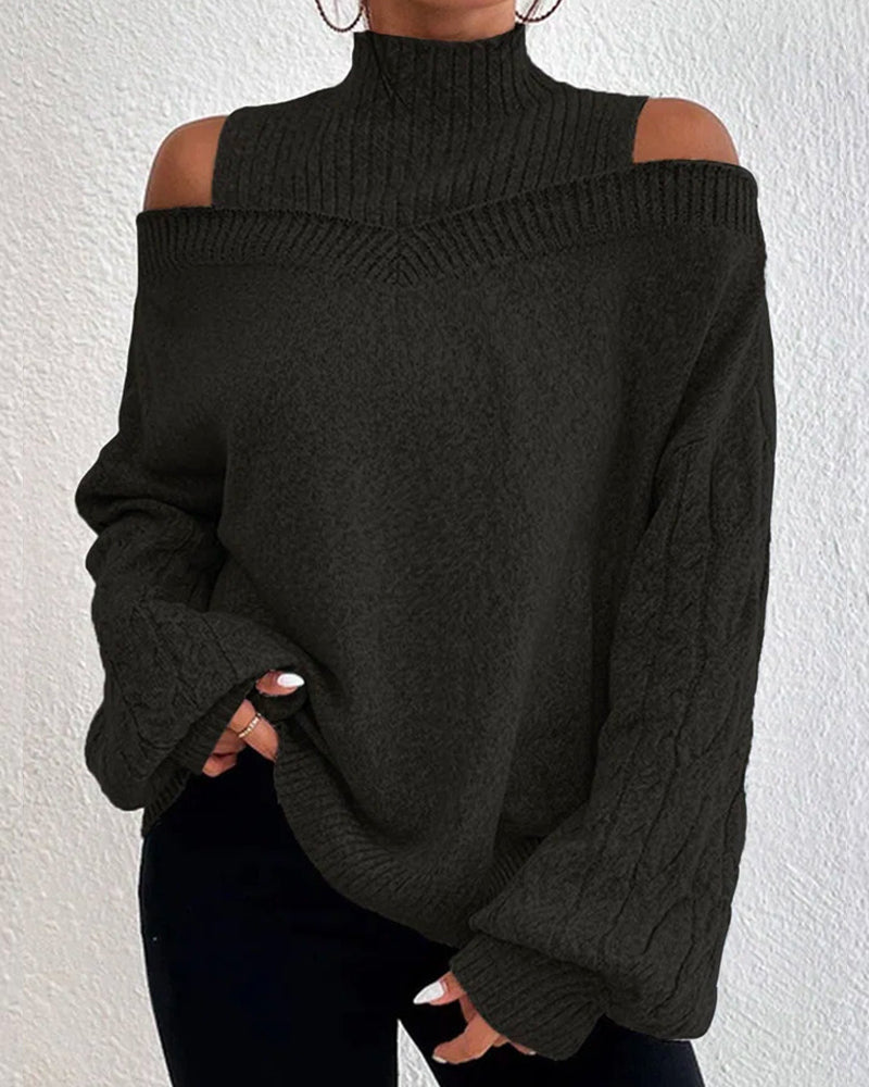 Women's Casual Turtleneck Sweater – Blue, Khaki, Gray, Black
