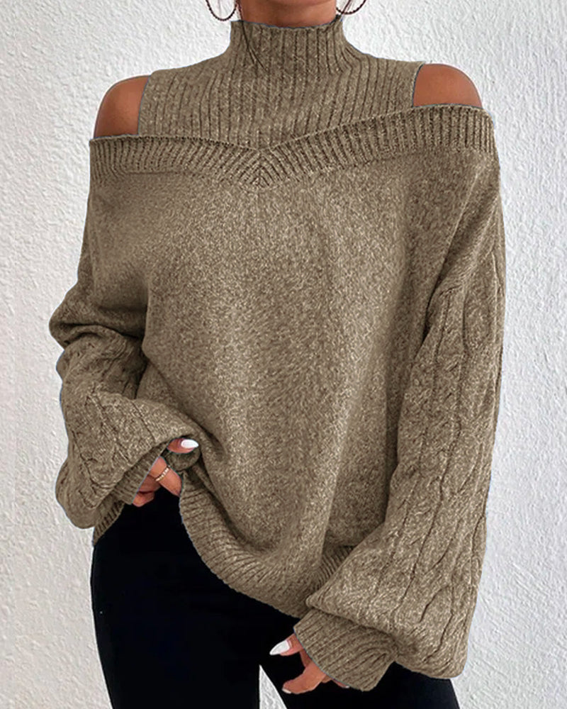 Women's Casual Turtleneck Sweater – Blue, Khaki, Gray, Black