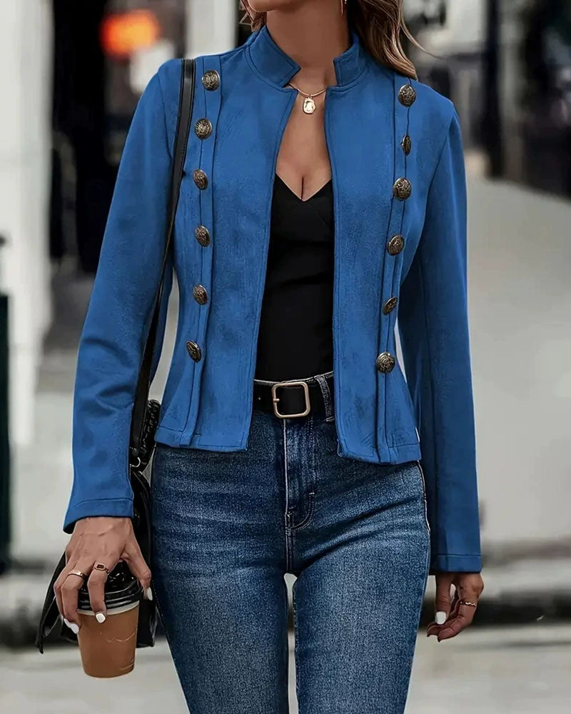 Women's Vintage-Style Open-Front Faux Suede Jacket