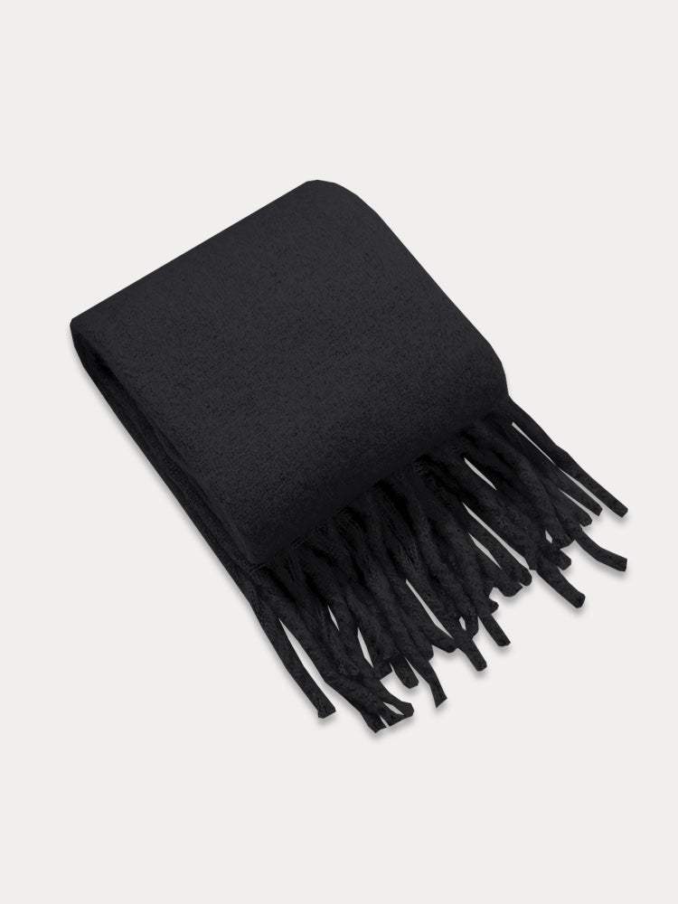 Women's Soft Tassel Scarf Warm Soft – Black