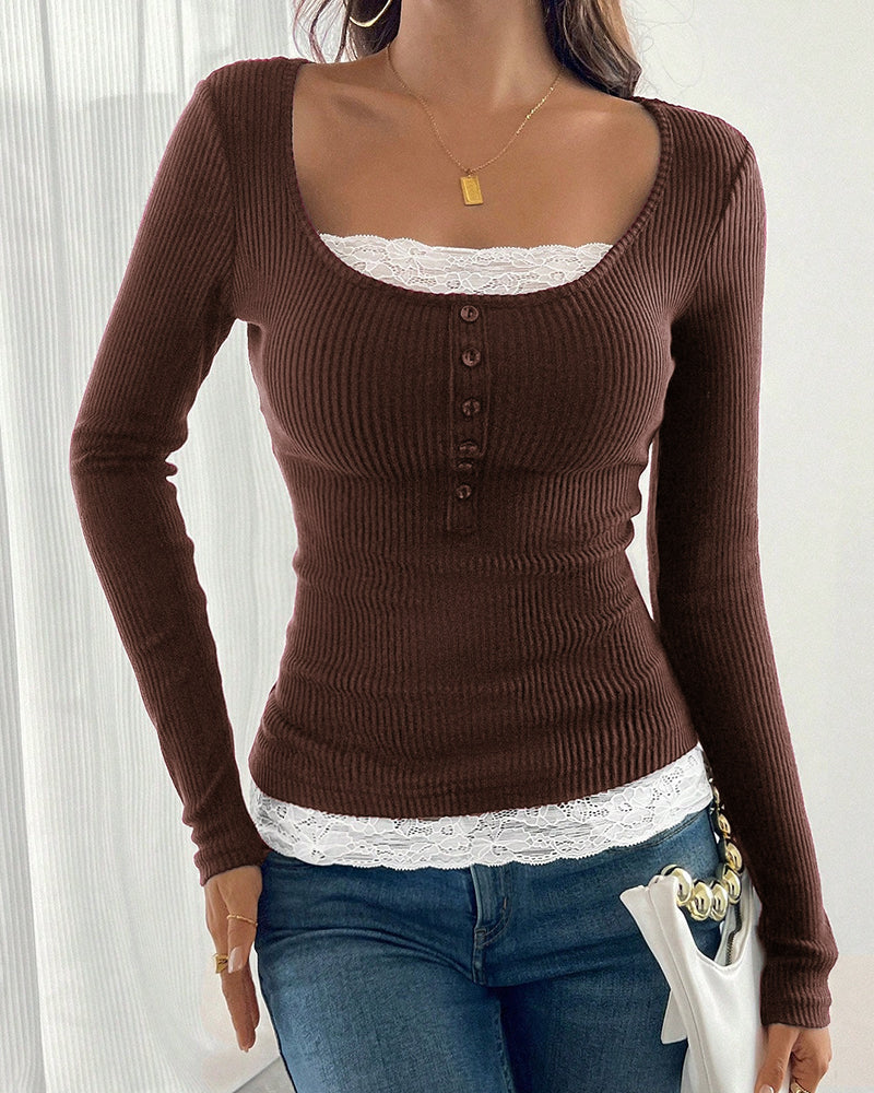 Women's Striped Lace Sweater