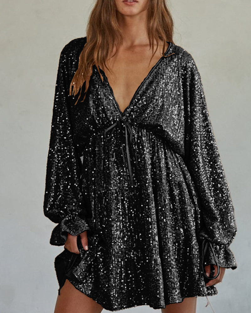 Women's Sequin Elegant Mini Dress – Black