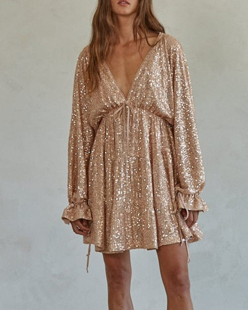Women's Sequin Elegant Mini Dress – Champagne