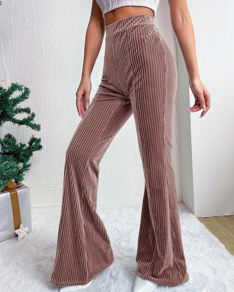 Women's High-Waisted Corduroy Pants