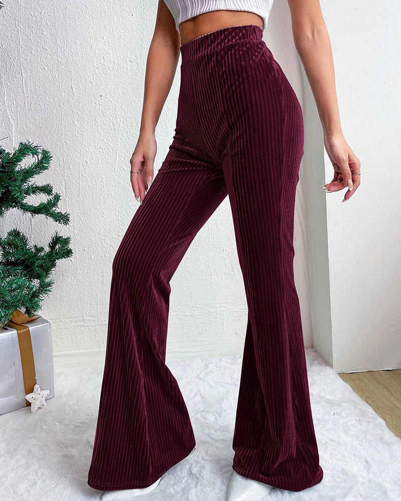 Women's High-Waisted Corduroy Pants