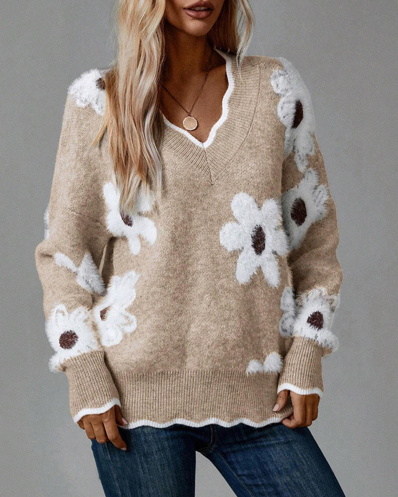 Women's Floral Knit Sweater