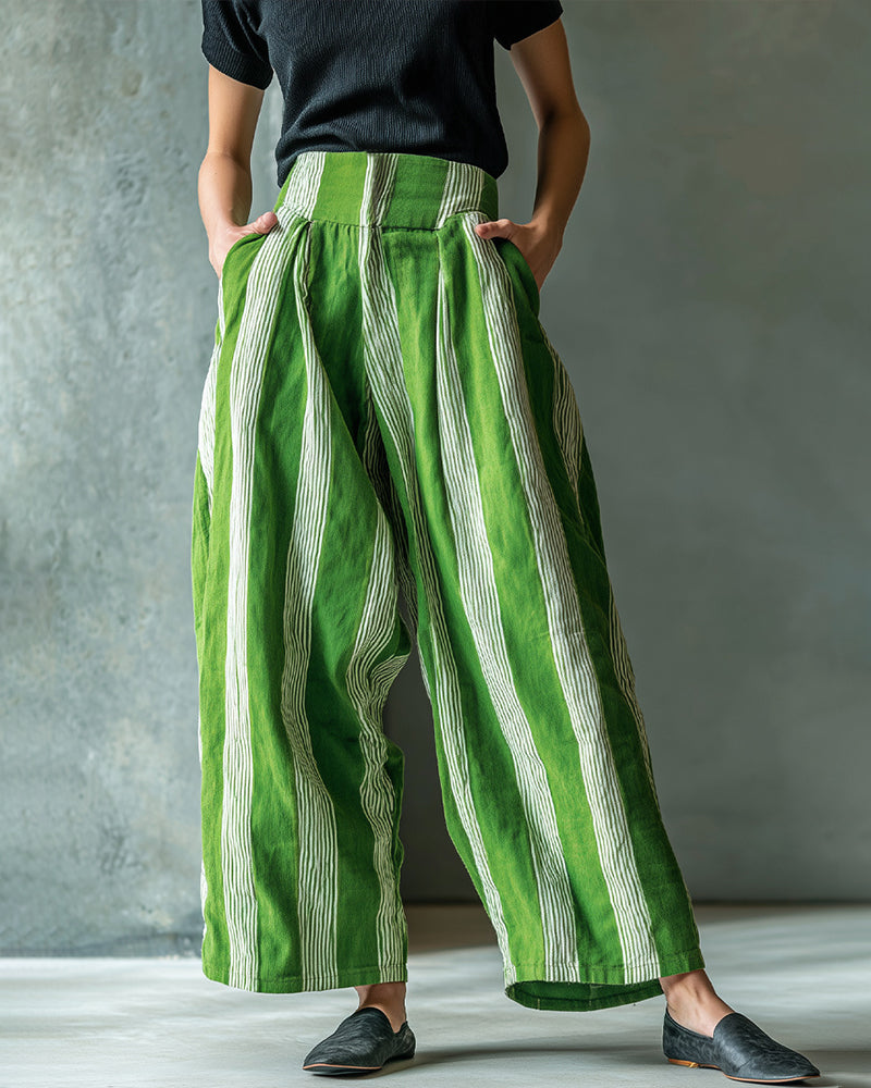 Women's Striped Casual Wide-Leg Trousers – detail