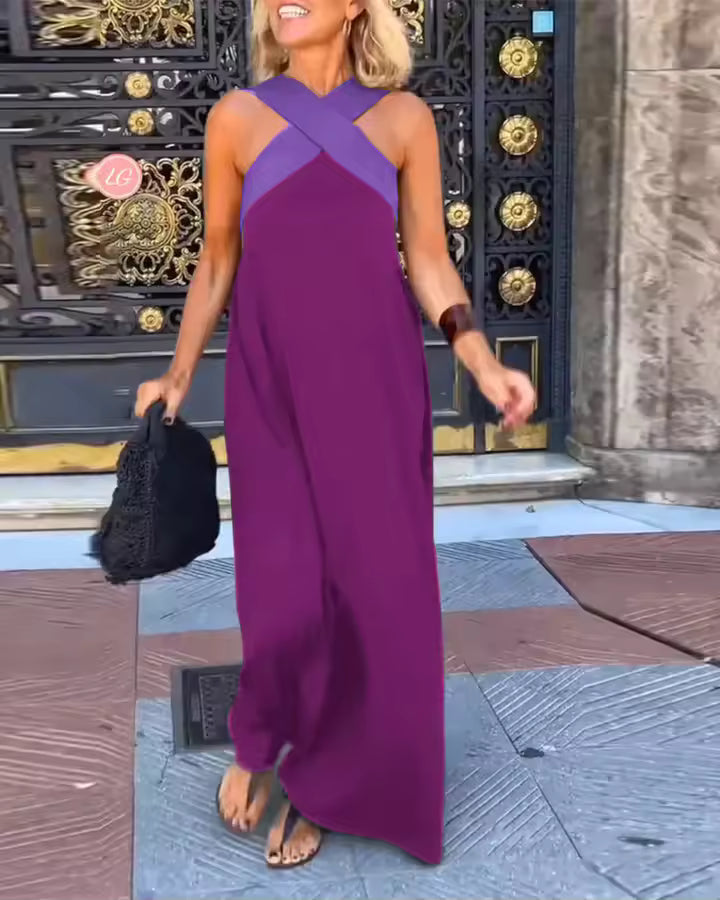 Vintage Hollow Shoulder Maxi Dress for Women