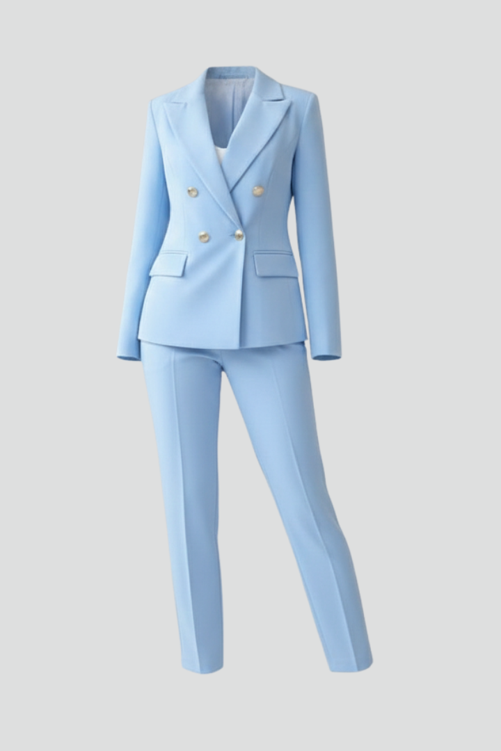 Refined Double-Breasted Suit Set for Women