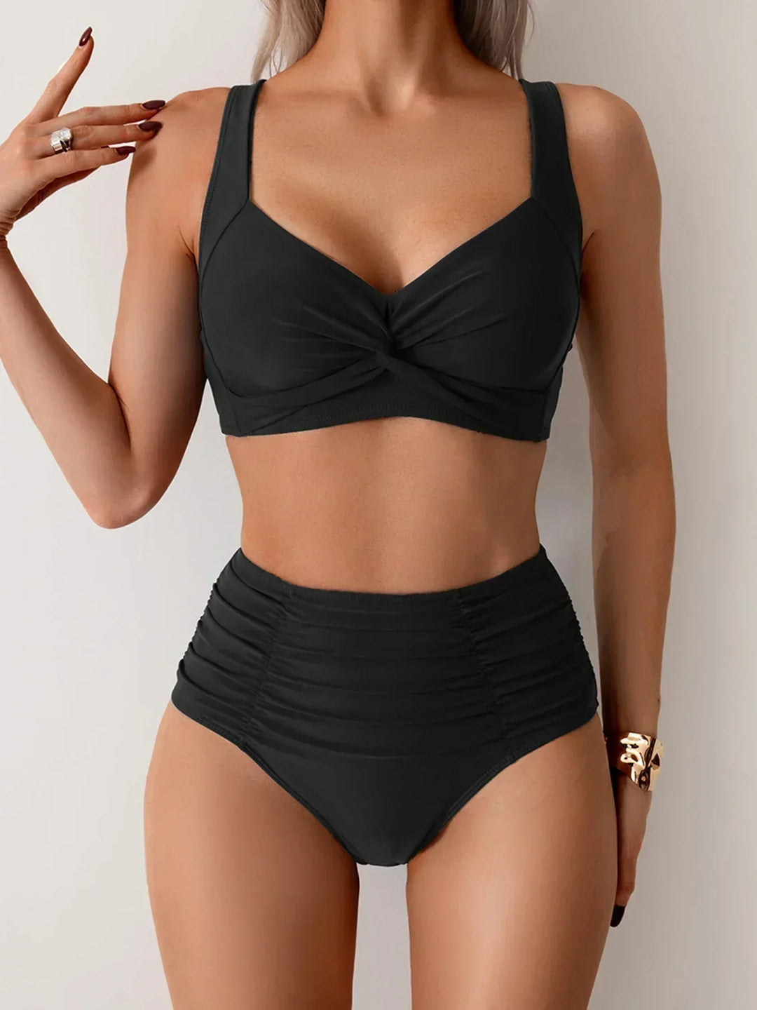High-Waist Classic Bikini Set, Women's Elegant Fit