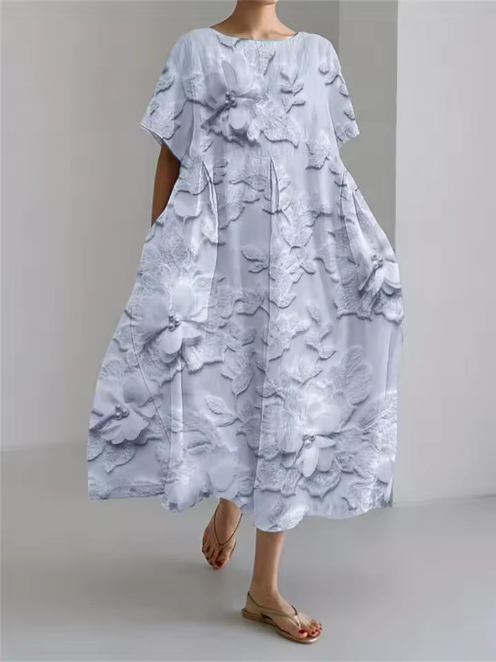 Elegant Loose Round Neck Dress for Women, Plus Size