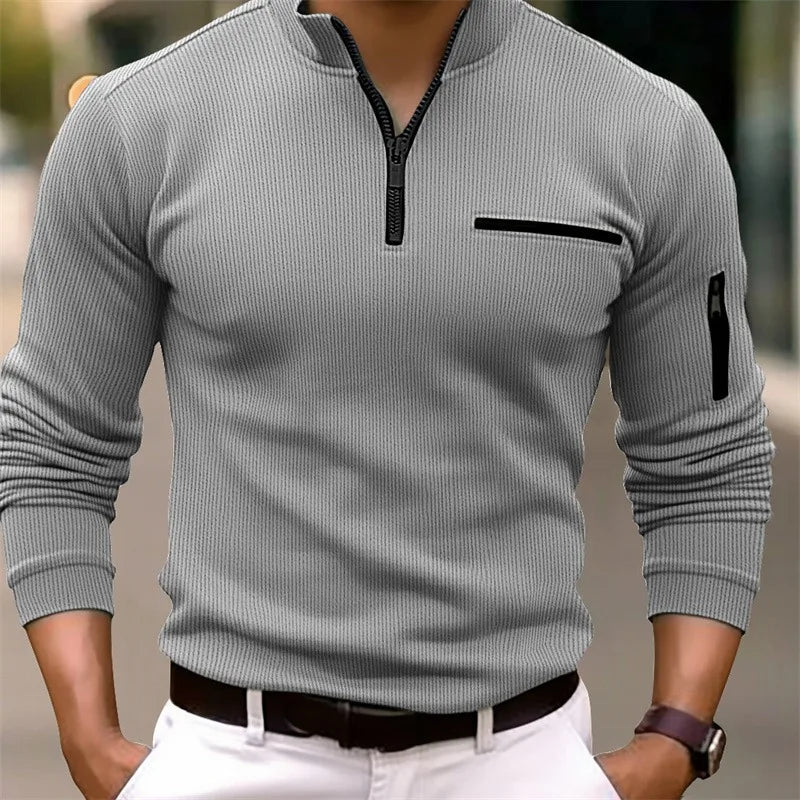 Classic Quarter Zip Sweater for Men, Plus Size