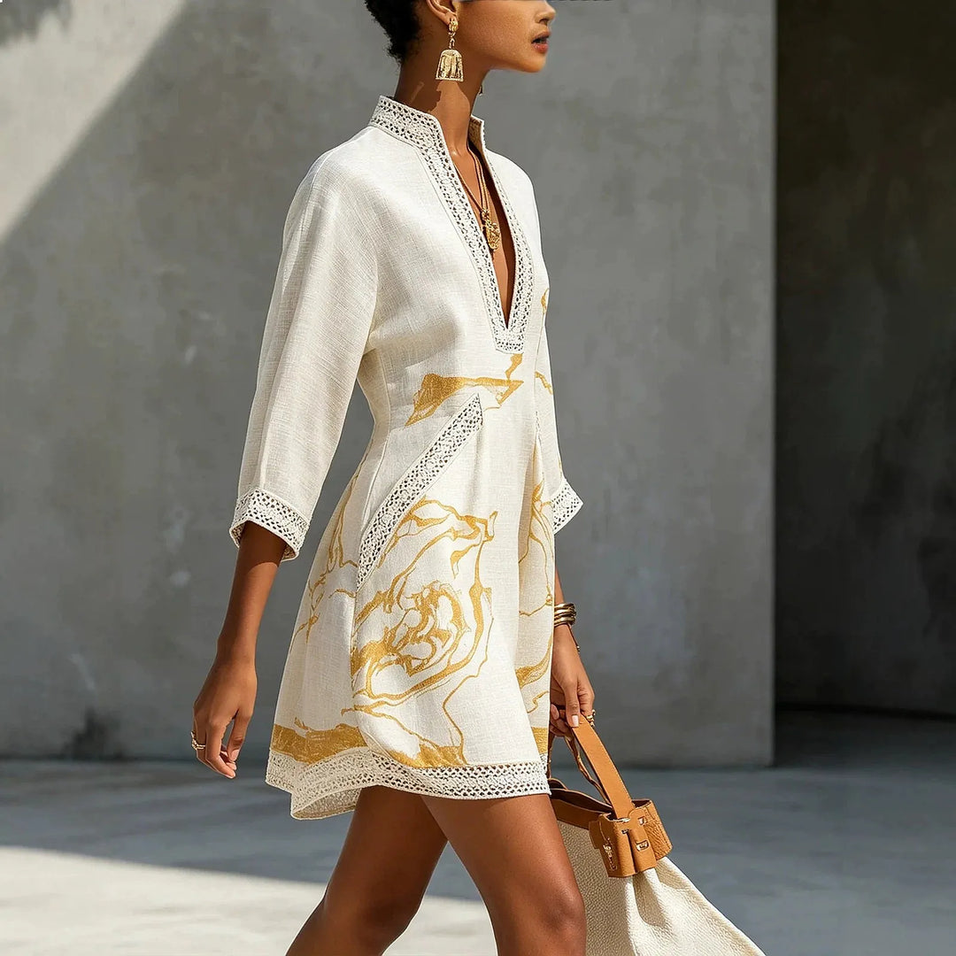 Women's Artistic V-Neck Mini Dress