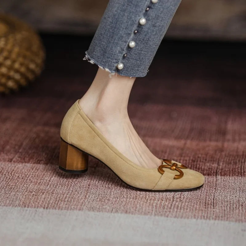 Orthopedic Close Toe Buckle Heels for Women