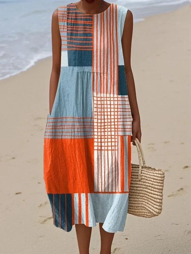 Elegant Art Midi Dress for Women, Plus Size