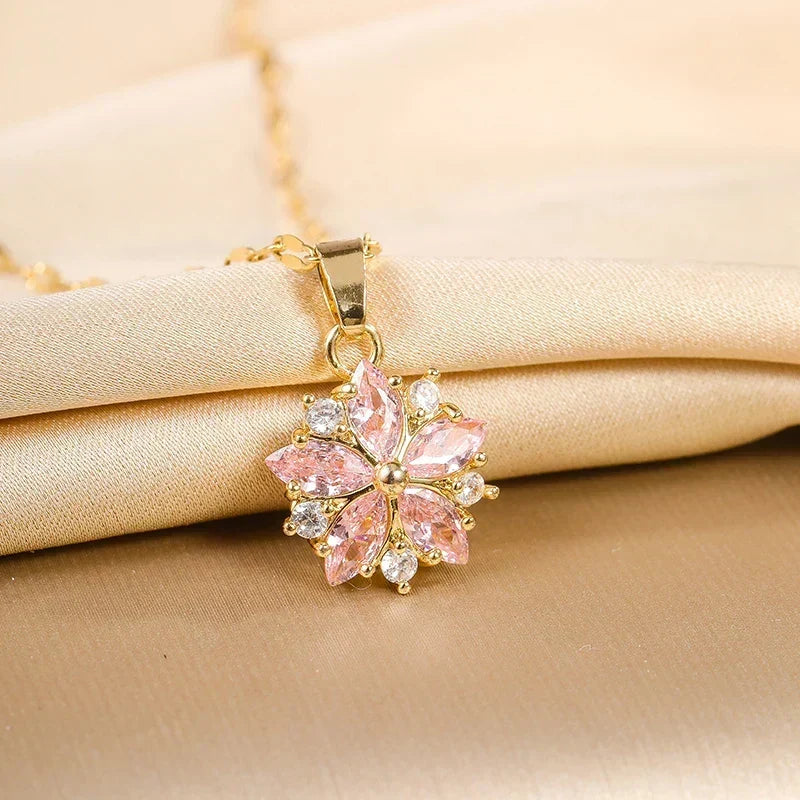 Sakura Rose Necklace for Women, Elegant Style
