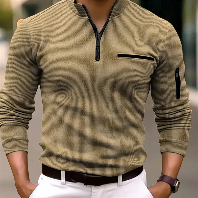 Classic Quarter Zip Sweater for Men, Plus Size
