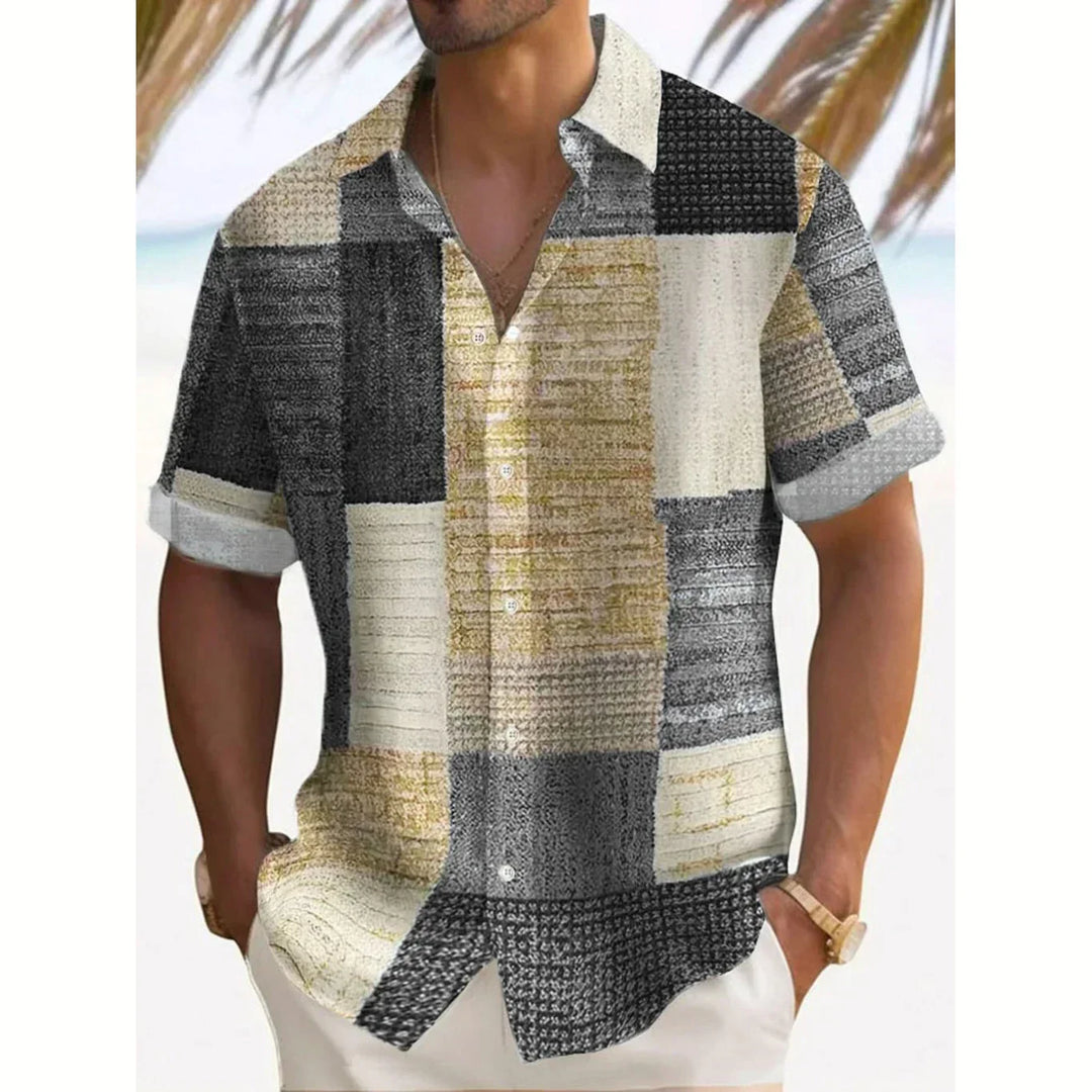 Retro Button-Down Shirt for Men, Plus Size