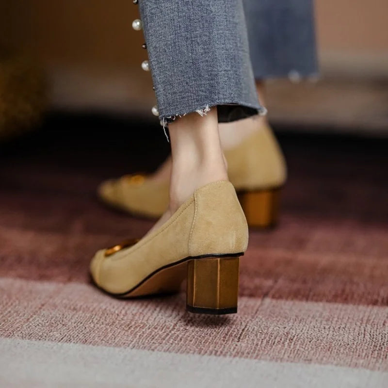Orthopedic Close Toe Buckle Heels for Women