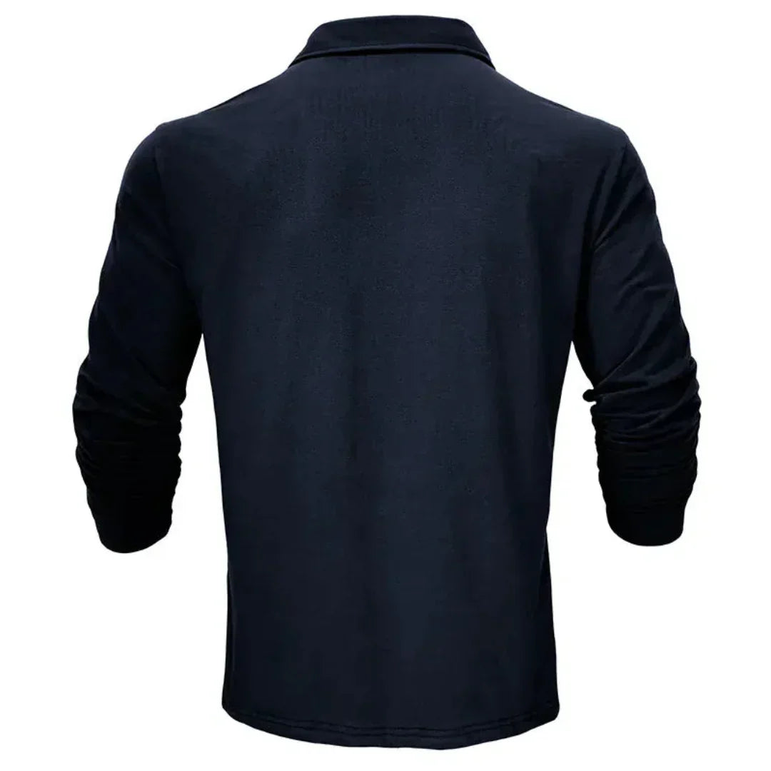Casual Long Sleeve Collared Polo for Men